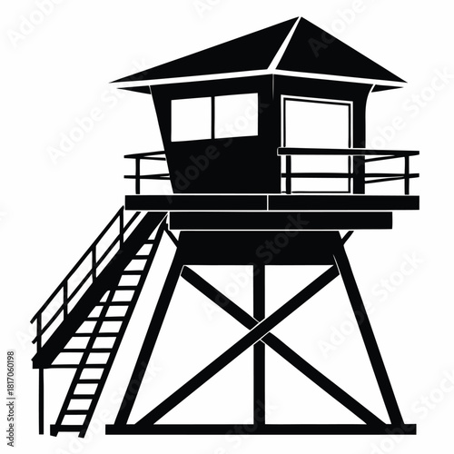 lifeguard tower silhouette vector safeguard tower