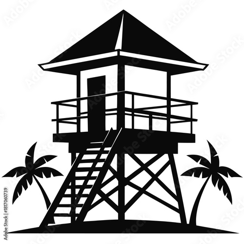 lifeguard tower silhouette vector safeguard tower