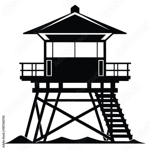 lifeguard tower silhouette vector safeguard tower