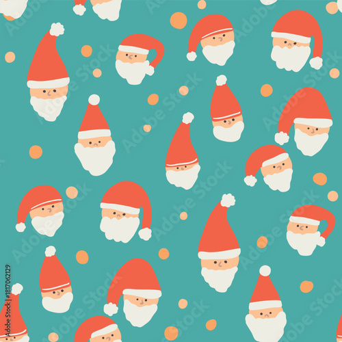 Christmas Vector Seamless Pattern Festive Illustrations with Ornaments Santa Trees Plaid Stars