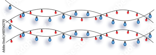 Festive wavy string lights with red and blue bulbs