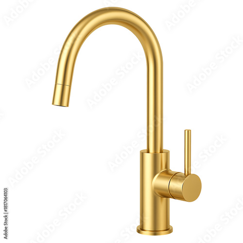 Modern gold faucet isolated on transparent background