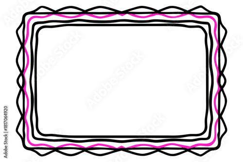 Pink vector illustration frame and border design with clipping path, decorated with a vintage floral pattern ribbon ornament, perfect as a blank photo card template