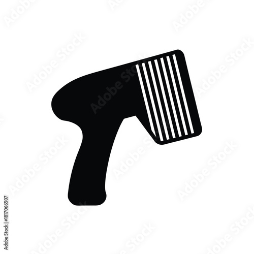 Handheld barcode scanner silhouette reader isolated on a white background