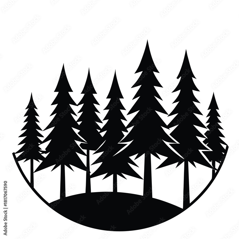 Fototapeta premium Forest trees silhouette nature vector design illustration on white background