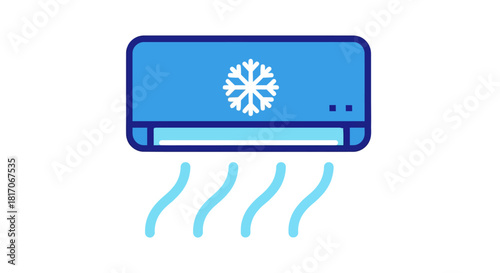 Minimalist air conditioning icon with cool air and snowflake design