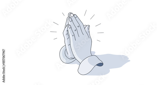 Minimalist line art of praying hands with subtle details