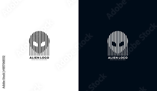 Alien face logo, alien icon, alien vector illustration design template