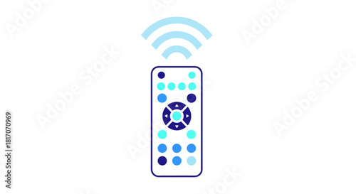 Minimalistic remote control icon with wireless signal for technology interfaces