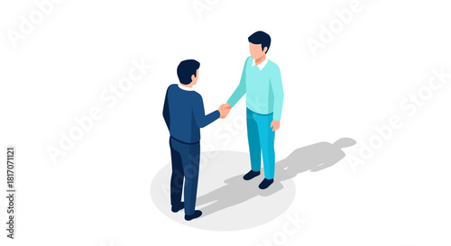 Business partnership agreement isometric style