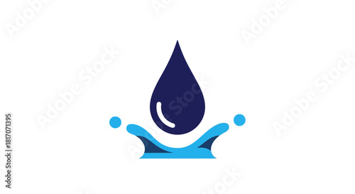 Minimalist water drop splash icon with blue gradient design