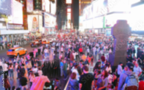 Wallpaper Mural intentionally blurred photograph of people having fun at night and the illuminated signs at times square new york city Torontodigital.ca