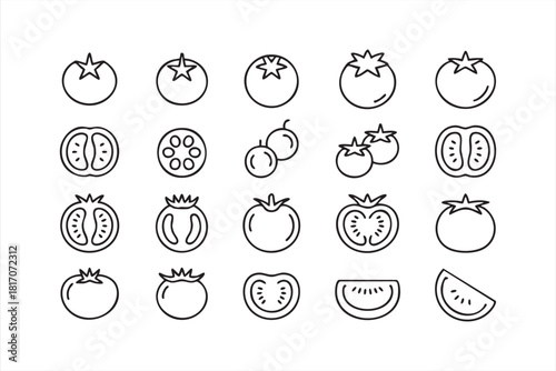 Organic produce tomato symbols for agricultural and market materials