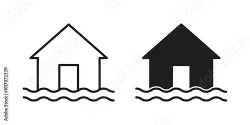 Flood icon in filled, thin line, stroke style for website and apps