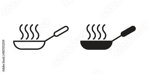 Frying pan icon in filled, thin line, stroke style for website and apps