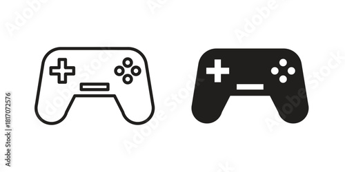 Game controller icon in filled, thin line, stroke style for website and apps