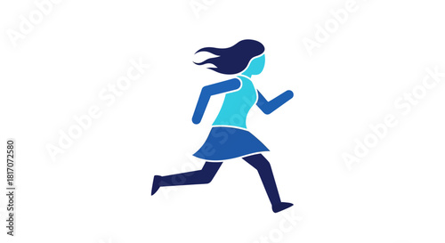 Minimalist running girl silhouette in motion