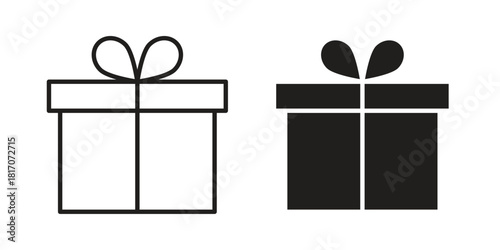 Gift box icon in filled, thin line, stroke style for website and apps