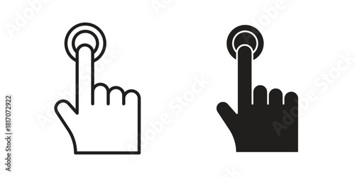 Hand click icon in filled, thin line, stroke style for website and apps