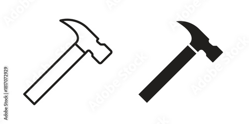 Hammer icon in filled, thin line, stroke style for website and apps