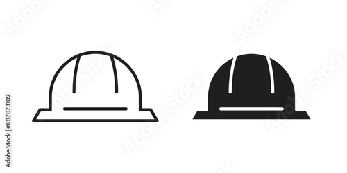 Hard hat icon in filled, thin line, stroke style for website and apps