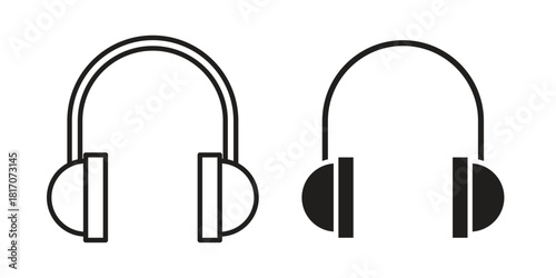 Headphone icon in filled, thin line, stroke style for website and apps