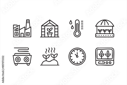Greenhouse climate control and plant-growth illustrations for modern farms