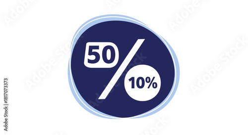 Minimalist percentage design with fifty and ten percent symbols