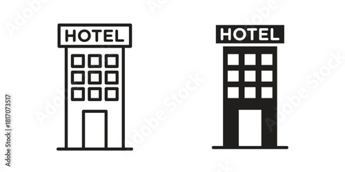 hotel icon in filled, thin line, stroke style for website and apps