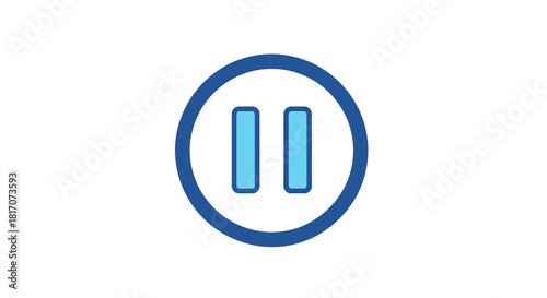 Blue circular pause button icon for media control interfaces