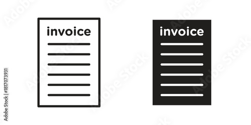 Invoice icon in filled, thin line, stroke style for website and apps