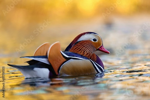 A colourful male mandarin duck. (Aix galericulata)