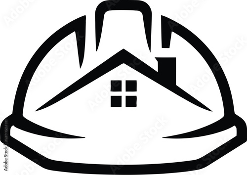 Logo combining a hard hat with a subtle roofline