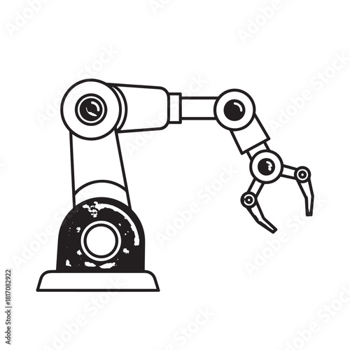 Industrial robotic arm with gripper extending from base.