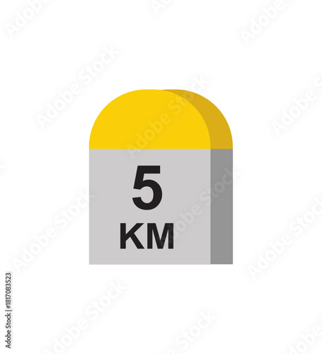 destination mile stone 5 km small stone landmark the roadside roadside distance detailed, vector illustration