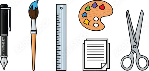 Illustration of fountain pen stationery supply for writing notes and sketching