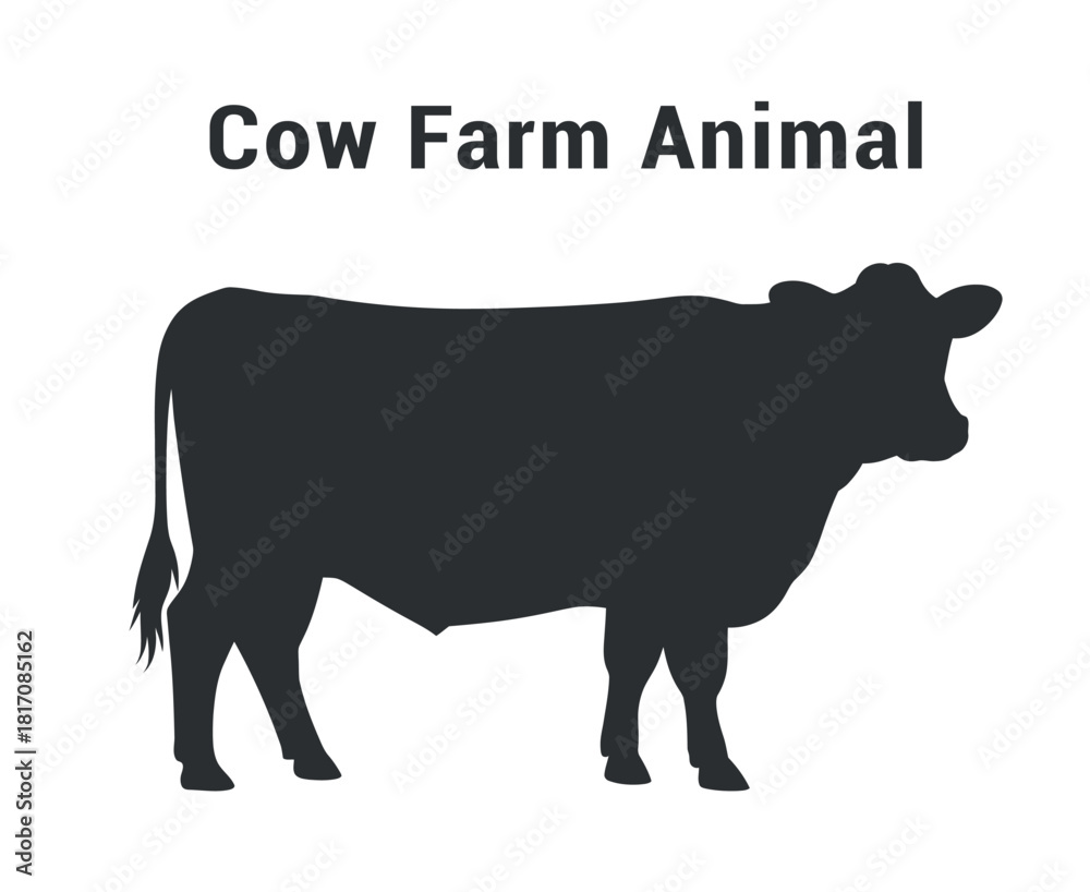 Obraz premium Cow farm animal silhouette on white background for graphic design