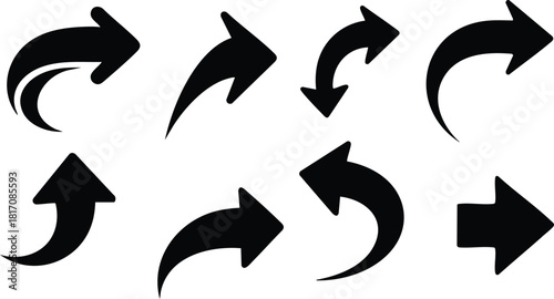 Various arrow designs showcasing directionality and motion for graphic and digital projects 