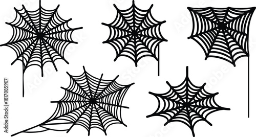 Spider webs collection with intricate designs for Halloween decorations and crafts 