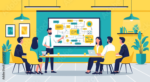 Brainstorming Session Among Business Team In Modern Workspace