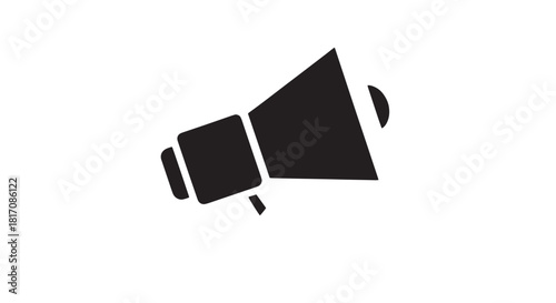 Simple black megaphone icon for announcements and communication design.
