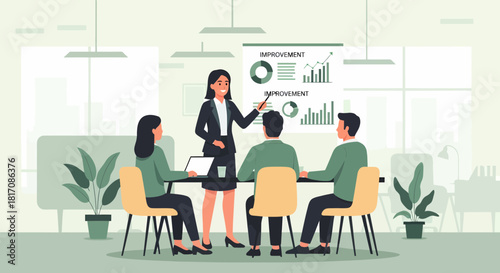 Business Presentation In The Modern Office With Colleague Cooperation