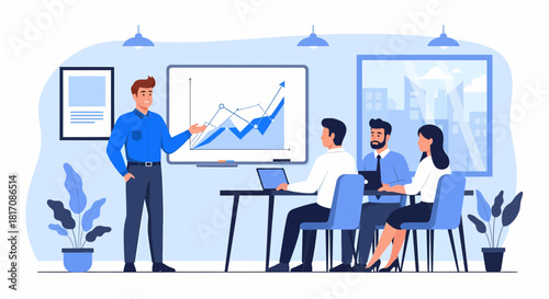 Business Presentation On Increasing Sales During Meeting With Colleagues