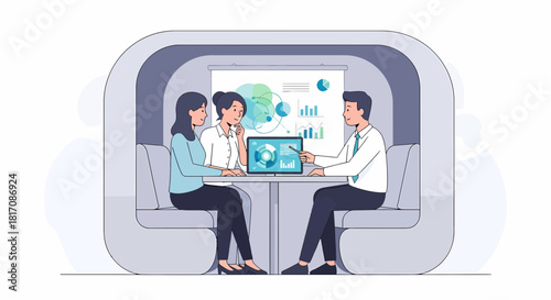 Business Team Meeting Discussing Financial Analysis In Modern Office