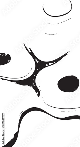 Monochrome abstract ink shapes forming negative space with fluid curves and minimal composition.