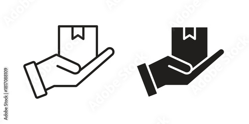 Hand holding box icon designs collection for mobile, ui, web.