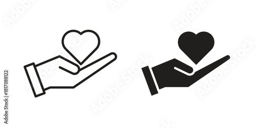 Hand holding heart icon designs collection for mobile, ui, web.
