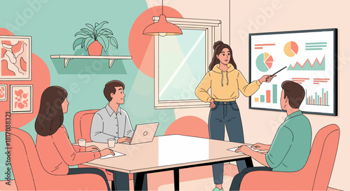 Professional Team Meeting For Business Strategy Review Presentation