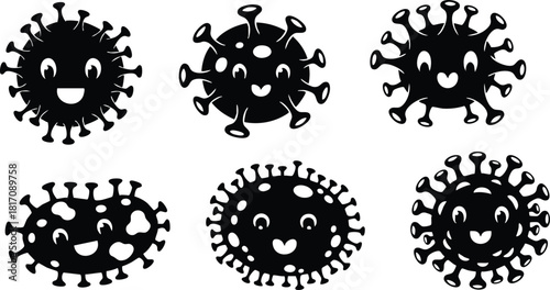 Playful virus characters with happy faces for educational purposes and health awareness campaigns 