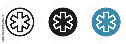 Medical emergency star of life symbol in black, white, and blue ready for your designs promoting health, wellness, and urgent care needs.
